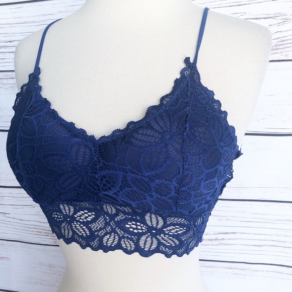 Strappy Lace Bralette in Navy - Picture 2 of 4
